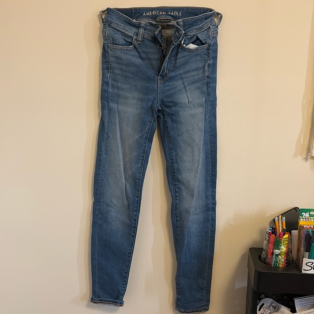 Blue skinny jeans